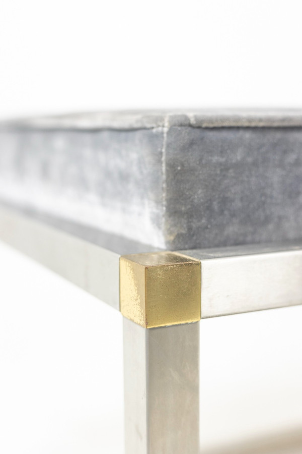 Bench in gold and silver metal, 1970s