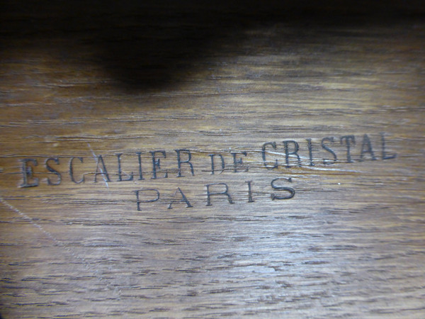 Marquetry sideboard stamped "Escalier de cristal Paris".