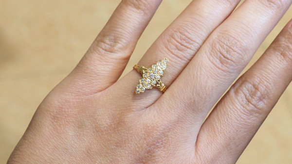 Yellow Gold And Diamond Marquise Ring