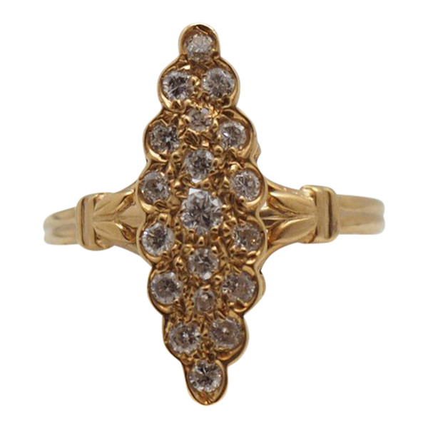 Yellow Gold And Diamond Marquise Ring