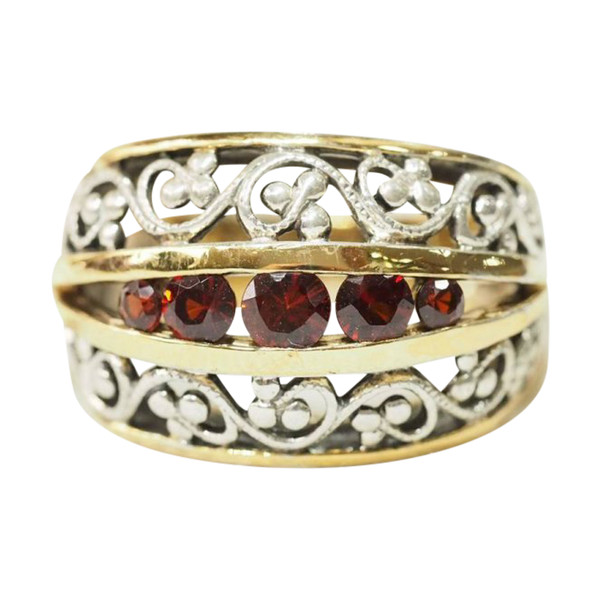 Ring From The 40s In Vermeil And Garnets