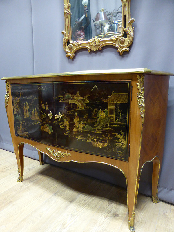 Marquetry And Chinese Lacquer Buffet