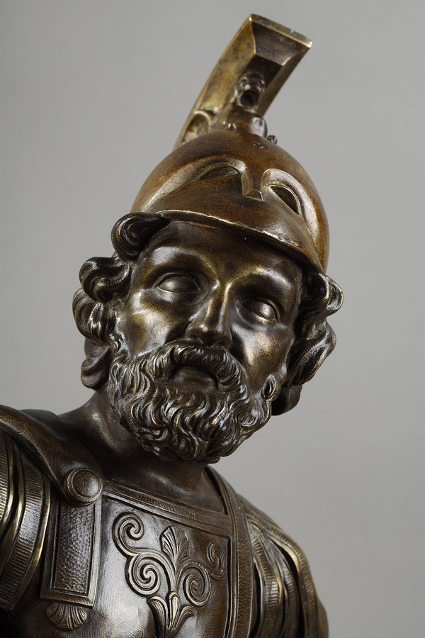 Paire de chenets en bronze, "Alexandre le Grand et Dogène", XIXe siècle