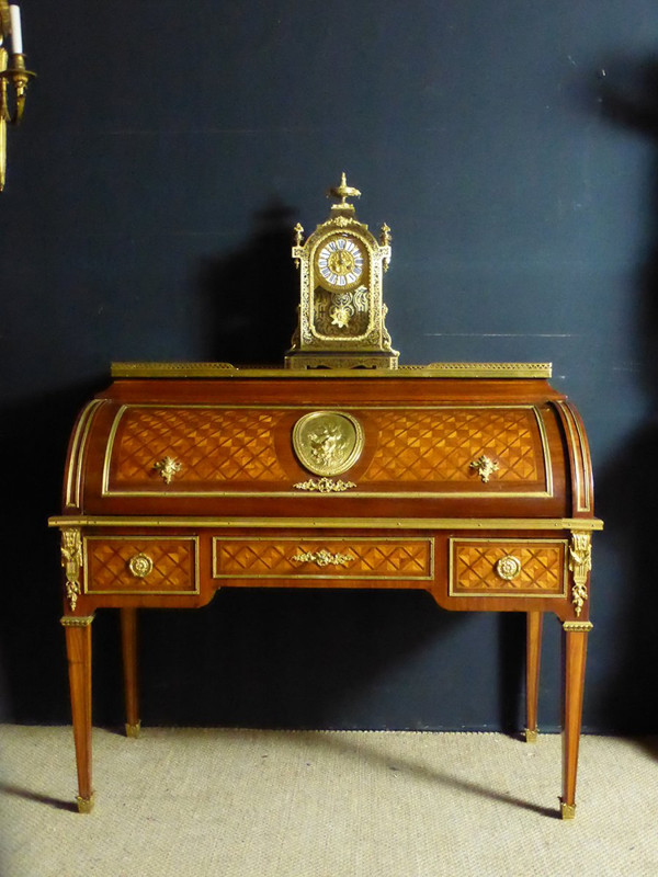 Louis XVI Style Cylinder Desk In Marquetry