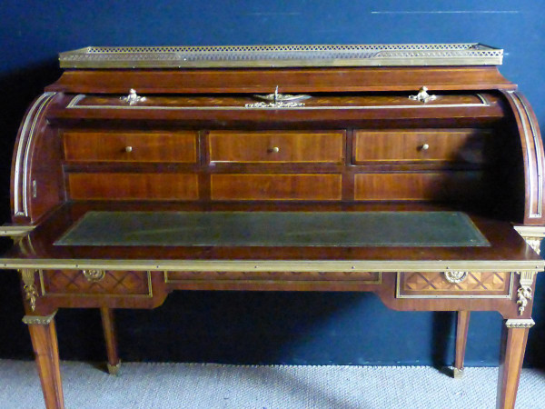 Louis XVI Style Cylinder Desk In Marquetry