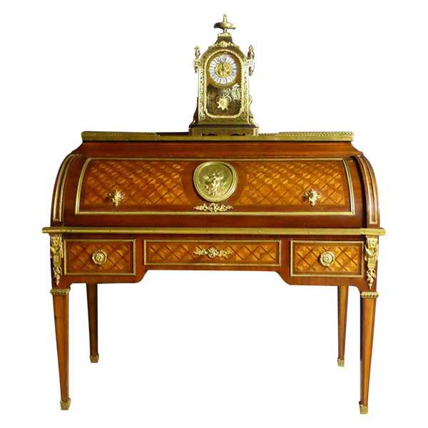 Louis XVI Style Cylinder Desk In Marquetry