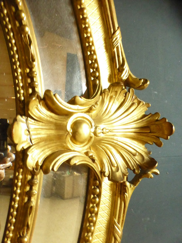 Large Oval Mirror, Napoleon III Period, 19th Century