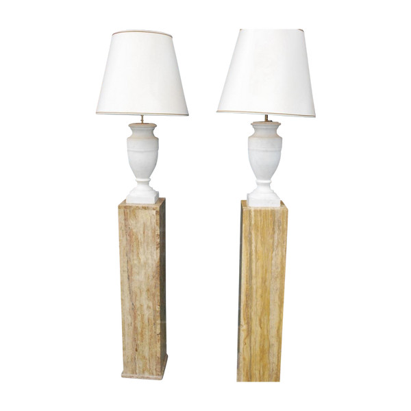 Pair Of Sheath In Beige Marble Circa 1950