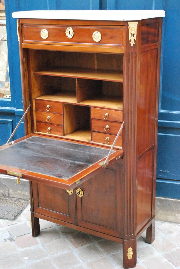 Mahogany secretaire, Louis XVI period, stamped with Vassou