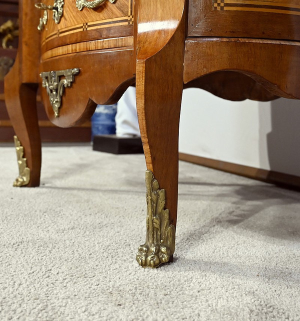 Commode Rognon en Bois Précieux, style Transition Louis XIV / Louis XV – Fin XIXe