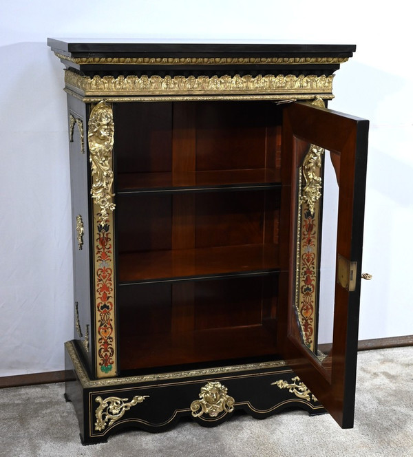 Petite Vitrine en Laiton et Poirier Noirci, époque Napoléon III – Milieu XIXe