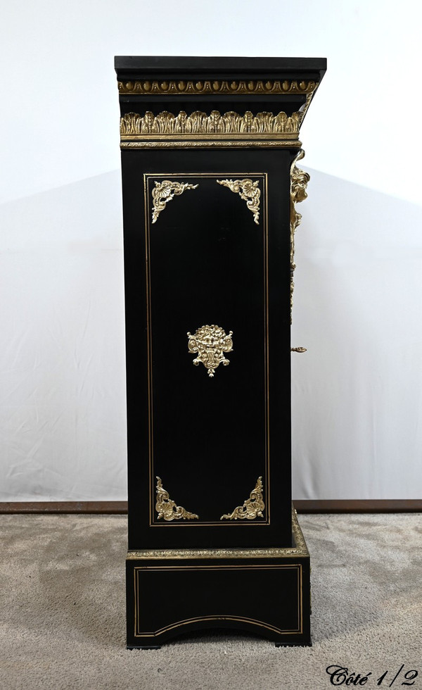 Petite Vitrine en Laiton et Poirier Noirci, époque Napoléon III – Milieu XIXe