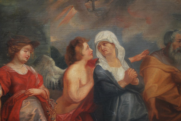 Huile Représentant La Fuite De Loth , D Après Le Tableau De Rubens