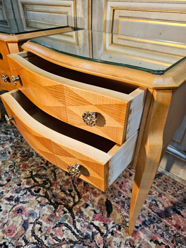 Pair of bedside art deco period in sycamore 1930-1940