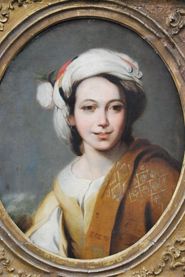 Portrait D Une Jeune Femme Au Turban  XIX d après Murillo