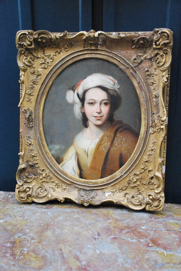 Portrait D Une Jeune Femme Au Turban  XIX d après Murillo