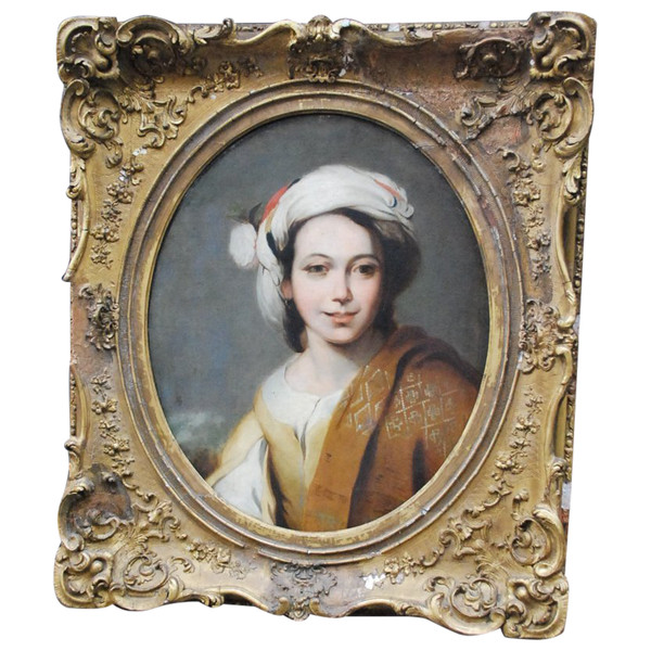 Portrait D Une Jeune Femme Au Turban  XIX d après Murillo