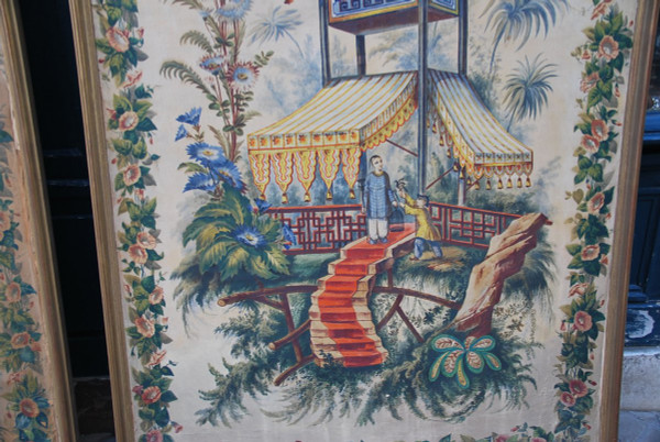 Pair Of Large Canvases Painted In Chinese Taste XIX