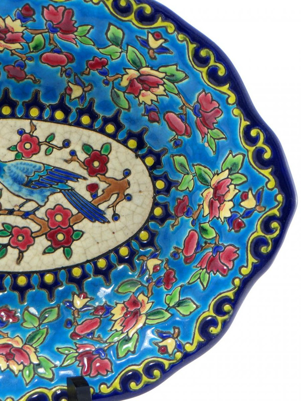 Longwy enamel bowl 1920's Bird design.