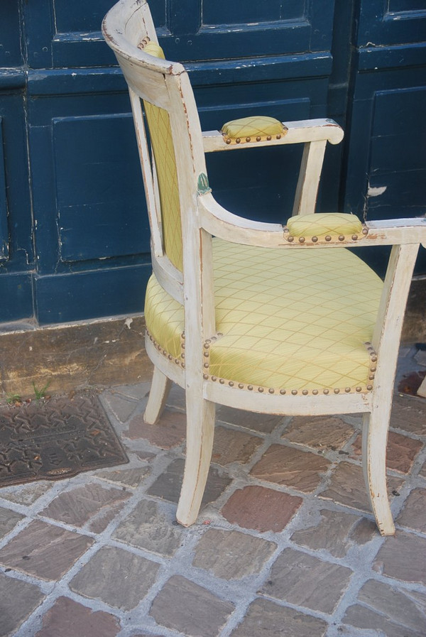 Paire De Fauteuils En Bois Laqué époque Directoire