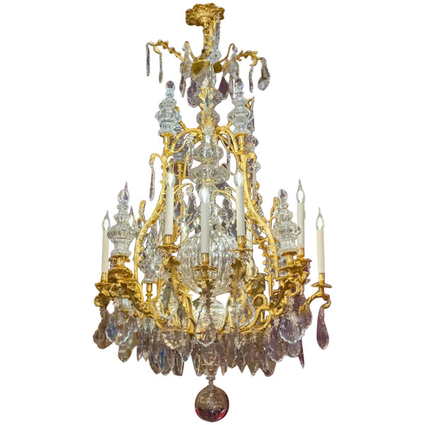 Lampadario Baccarat In Bronzo Dorato