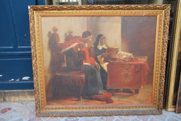 Important Oil The Pope And The Inquisitor 19th Century, After Laurens