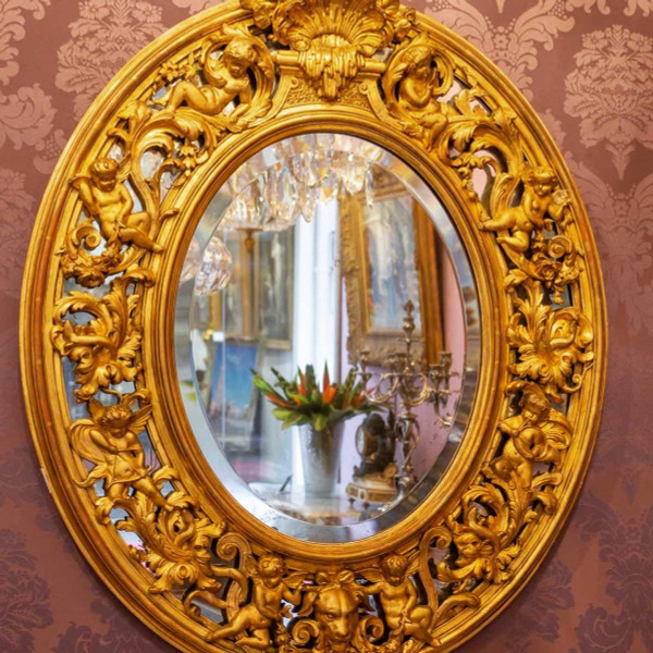 Napoleon III Period Oval Gilded Mirror