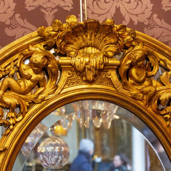 Napoleon III Period Oval Gilded Mirror