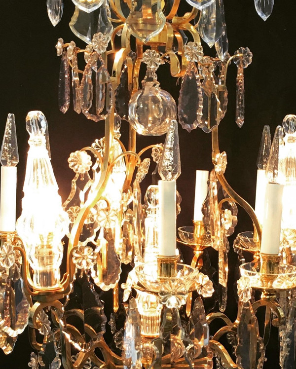 Louis XV chandelier, gilt bronze, crystal