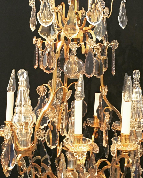 Louis XV chandelier, gilt bronze, crystal