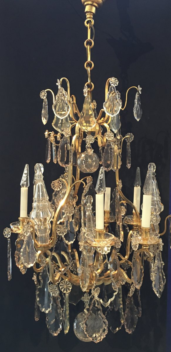 Louis XV chandelier, gilt bronze, crystal