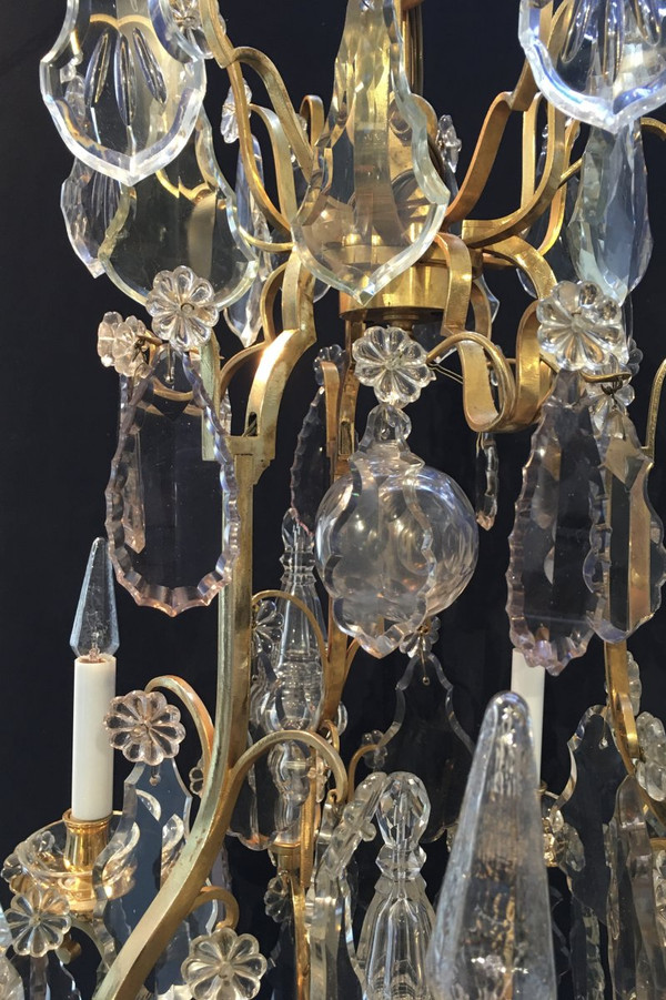 Louis XV chandelier, gilt bronze, crystal