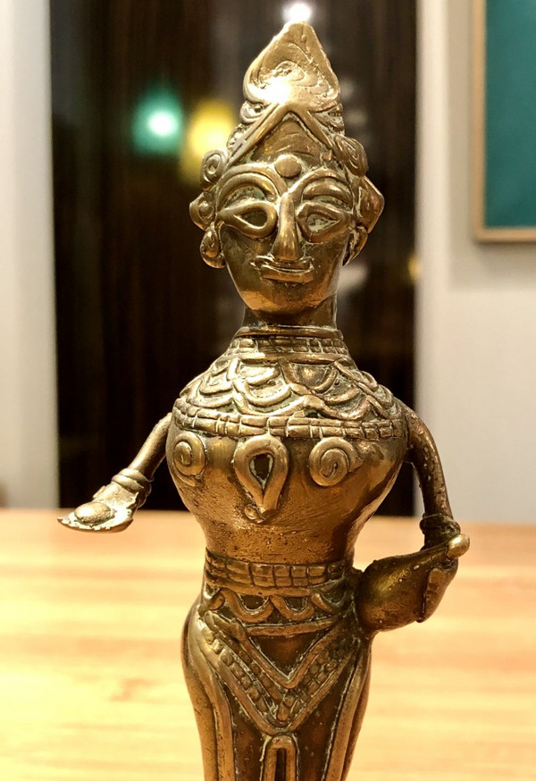 India, Bay of Bengal, Early 20th century, Dokhra statuette of Divinity.