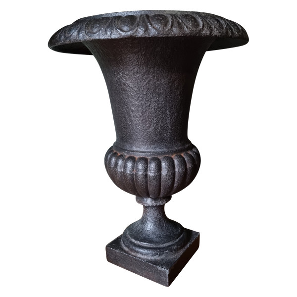 19th-century cast-iron Medici vase, Variant Avec Col Frise D'oves.