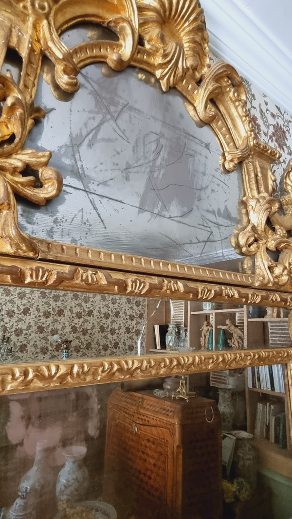 Regency Style Wood And Gilded Stucco Glazed Mirror