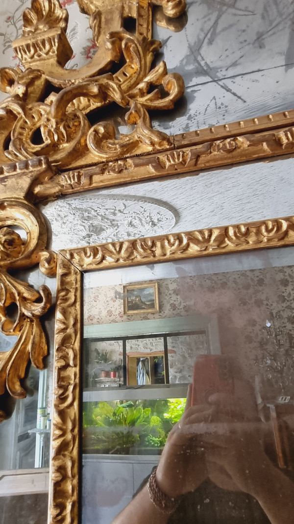 Regency Style Wood And Gilded Stucco Glazed Mirror