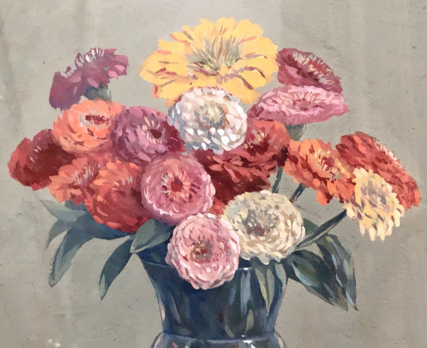 Léon-Paul CHARLON, Gouache Blumenstrauß 1938.