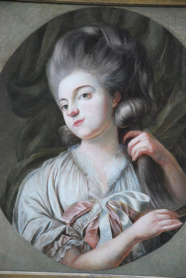 Huile Sur Toile Jeune Femme à Sa Toilette époque Louis XVI ; XVIII