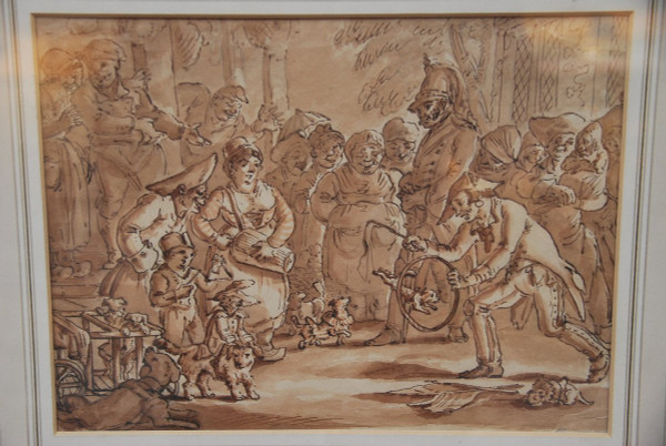 Charming Wash Drawing of the Public Entertainer