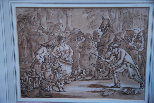 Charming Wash Drawing of the Public Entertainer