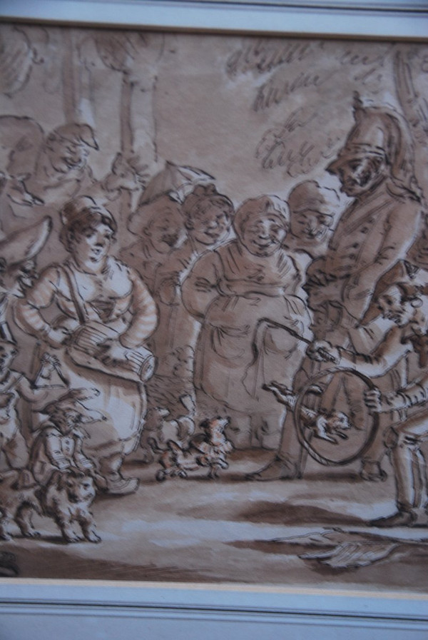 Charming Wash Drawing of the Public Entertainer