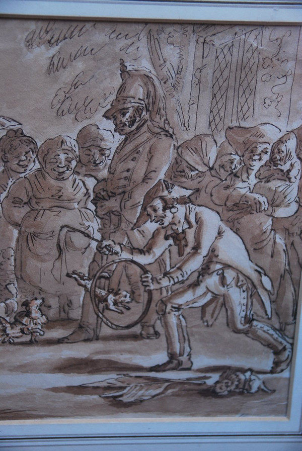 Charming Wash Drawing of the Public Entertainer