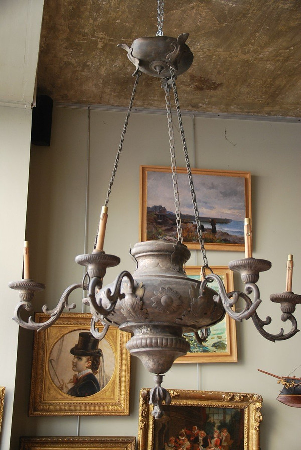 18th Century Metal Plated Chandelier