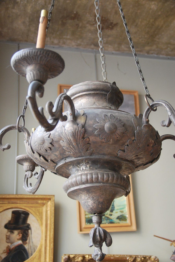 18th Century Metal Plated Chandelier