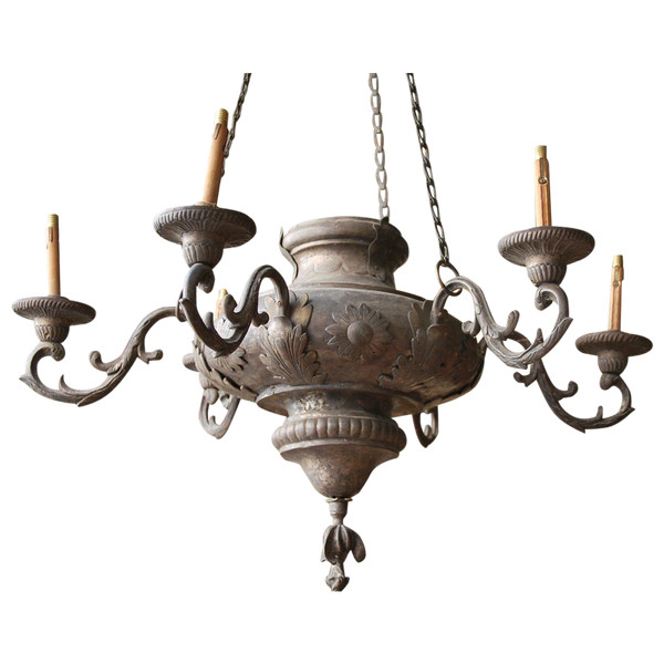 18th Century Metal Plated Chandelier