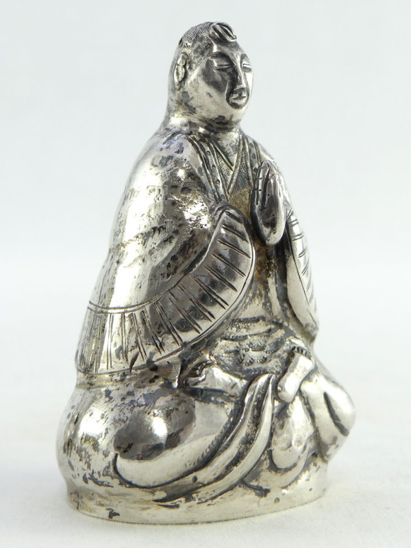 Chine, Milieu Du XXème Siècle, Paire De Salières En Argent Figurant Des Bodhisattva.