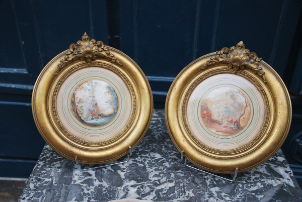 Pair Of Gouaches In Tondo Late 18th Century