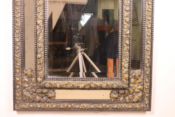 Important 19th Century Mirror From The Netherlands In Repoussé Brass