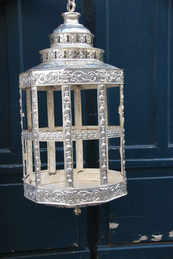 Important Middle Eastern Style Silver Tole Lantern