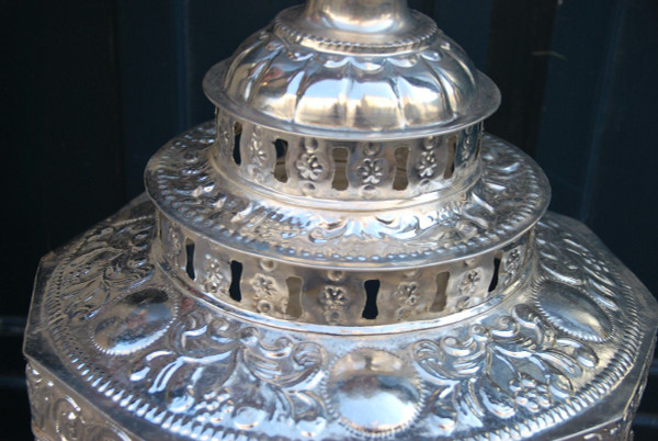 Important Middle Eastern Style Silver Tole Lantern